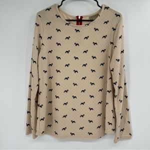 ART & SOUL French Bulldog Motif Lightweight Quilted Long Sleeve Zipped Back Top